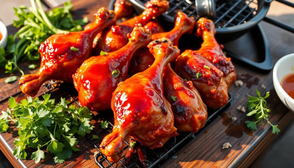 smoked gochujang chicken drumsticks