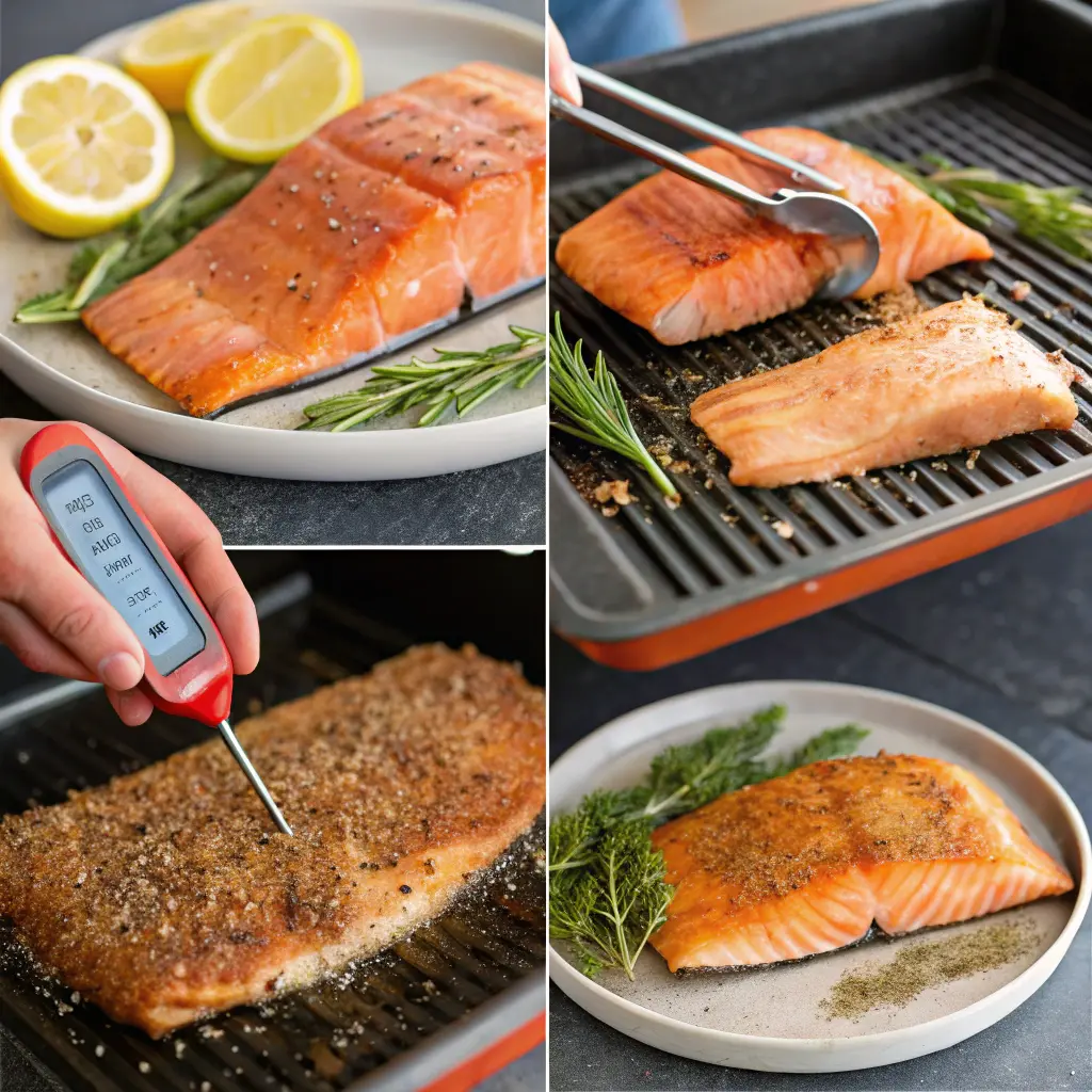 Step-by-step guide to cooking pellet grill salmon, from seasoning to smoking and serving.