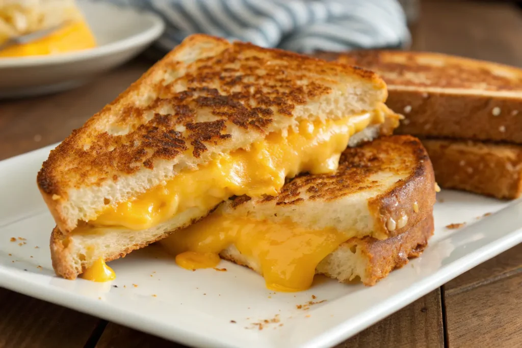 Golden, crispy Southern Maryland Grilled Cheese Sandwich with gooey melted cheese and buttery toasted bread.