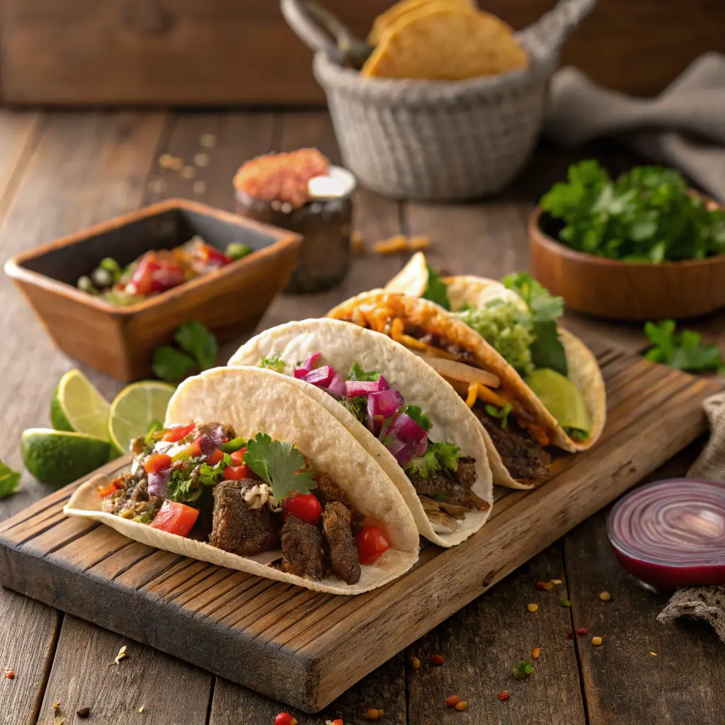 Fusion tacos with a taco twist, blending global flavors in a creative way