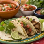 Fresh ingredients for Tacos a la Madre including tortillas, meat, and salsa.