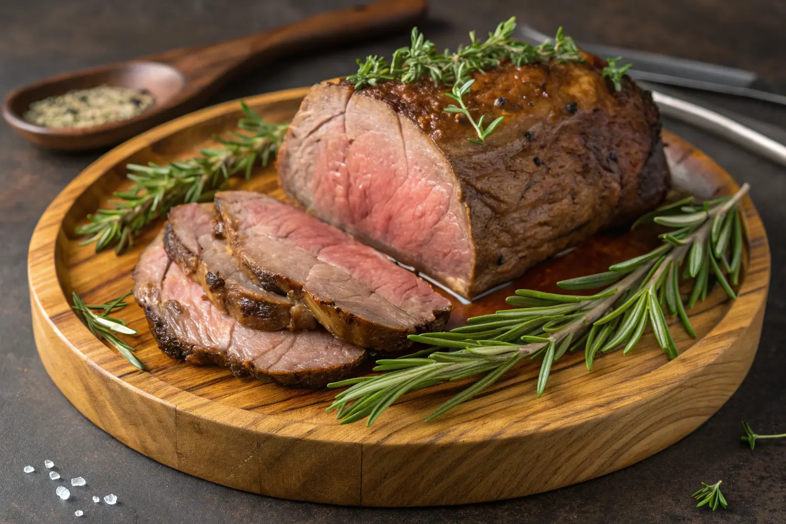 Succulent Major League Roast Beef served with mashed potatoes and roasted vegetables.